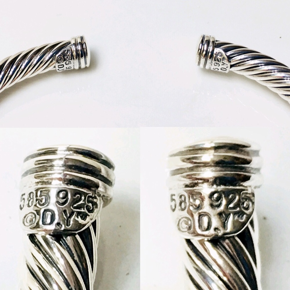 David Yurman Sterling & 14k Double X Cable Cuff - Picture 4 of 7